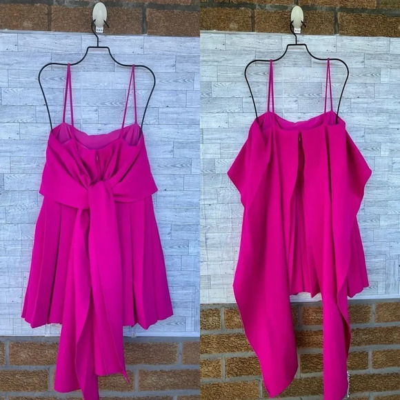 LBV Crepe Pleated Day Dress in fuschia size 6 - Picture 3 of 17